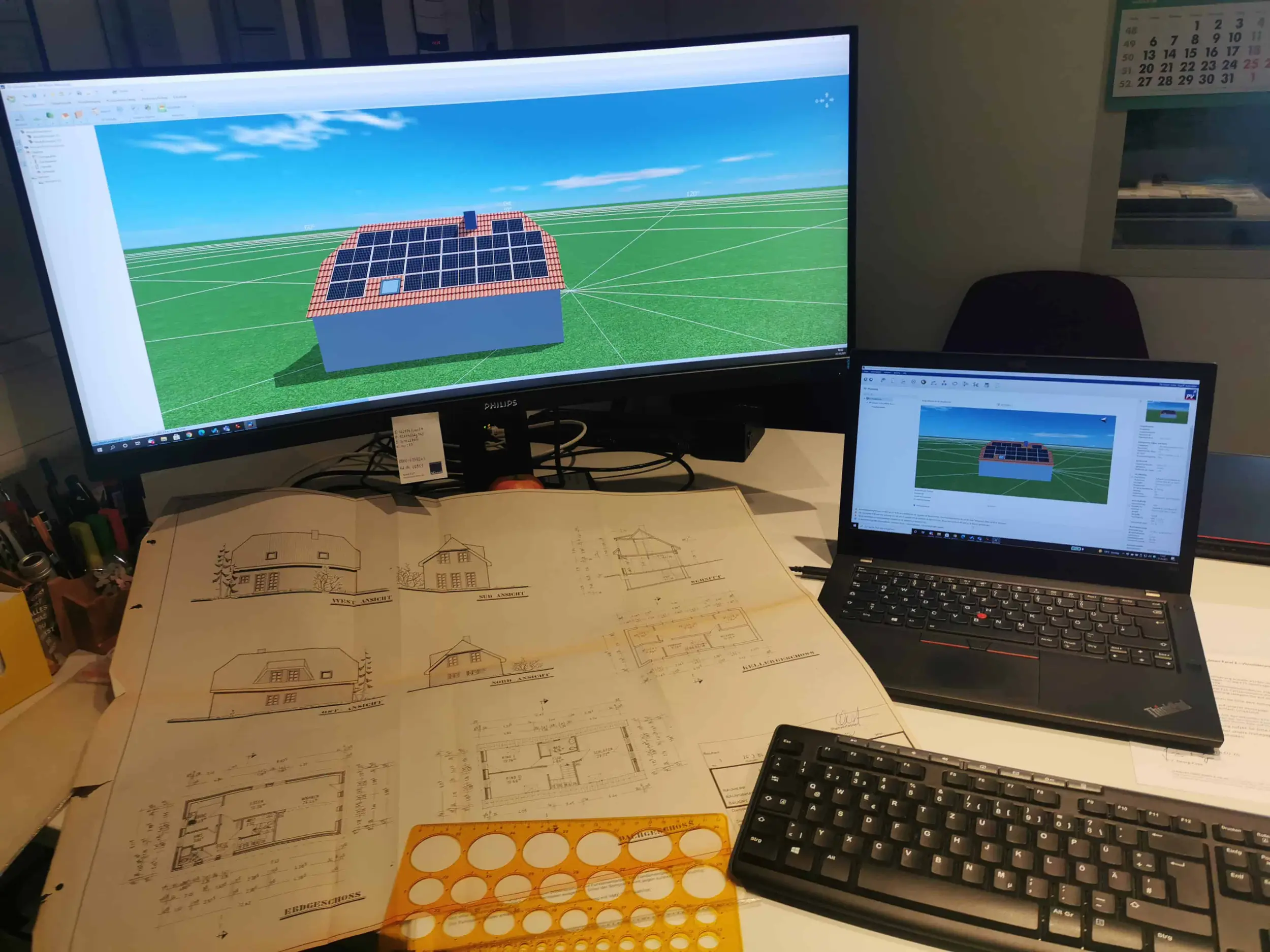 3D-Planung und Projektierung von PV-Anlagen für Unternehmen mit Software und Bauplänen